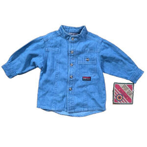 Eclipse Vintage Denim Button Up Long Sleeve Shirt 12 M Blue A001821